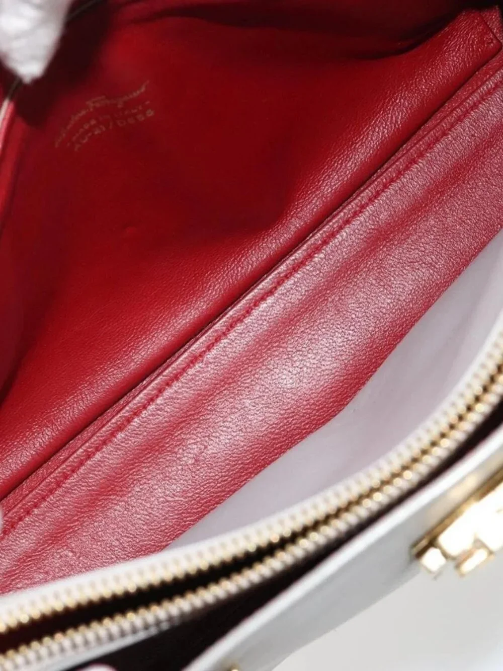 Salvatore Ferragamo Gancini Hand Bag Leather Gray Gold Auth 181831A